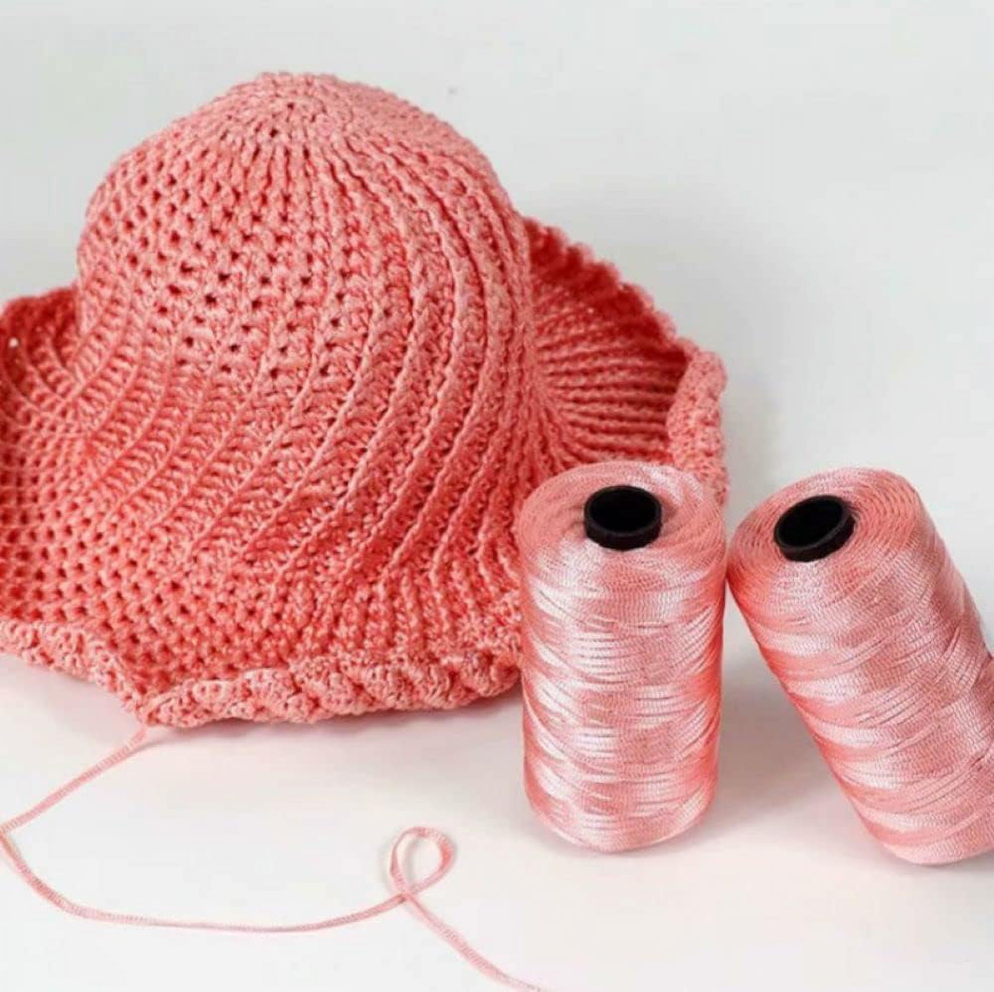 NANAHuang 3 Rolls Crocheting Yarn Cord Polyester Crochet Yarn 2.0mm Cord Thin Ice Cotton Thread Handmade Craft Yarn for Hand Knitting Bag Hat Shoes (Beige)