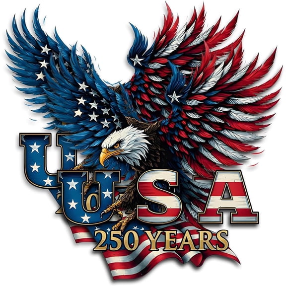 USA 250th Anniversary Patriotic Eagle 2-Pack Vinyl Sticker Decal, 1776-2026 American Flag Car Bumper Sticker for Cars, Trucks, Vehicles, Window and Laptop (5" x 5")