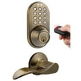 thumbnail image 3 of MiLocks Digital Deadbolt Door Lock and Passage Lever Combo, Polished Brass Finish with Keyless Entry via Remote Control and Keypad Code for Exterior Doors (XFL-02P), 3 of 3