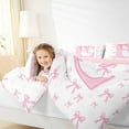 thumbnail image 4 of jejeloiu Chic Bowtie Ribbon Full Size Comforter Sets,Pink Bow Knot Bedding Comforter Set,First Letter E Bedding Sets For Girls,Super Cozy Room Decor Reversible,3 Pieces, 4 of 8