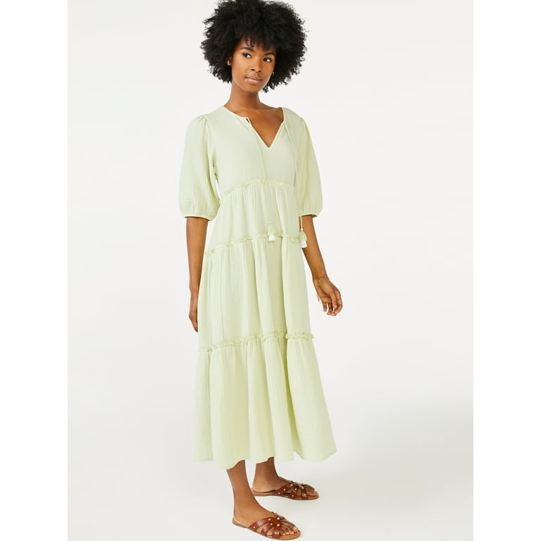 Puff sleeve peasant dress 2025