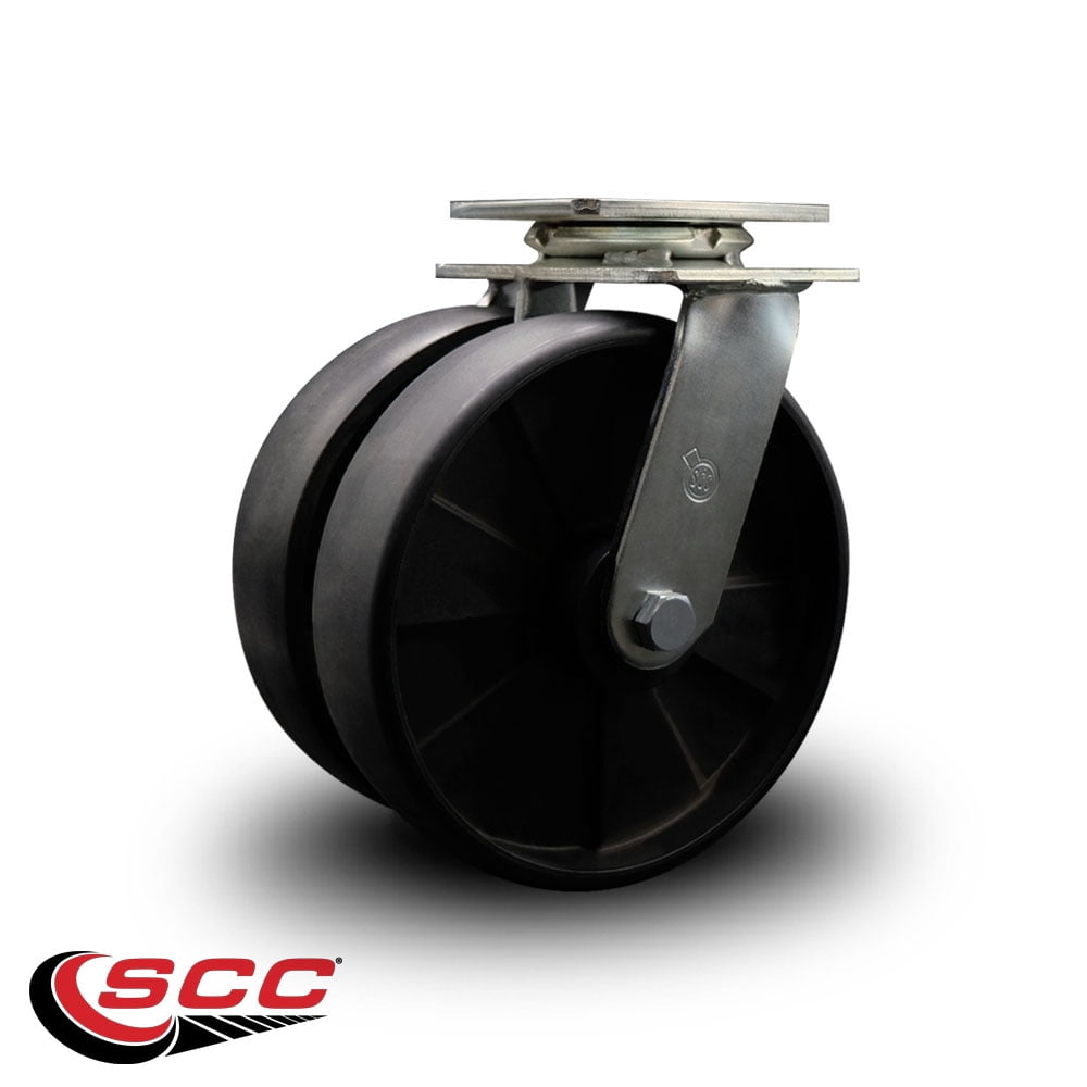 8 Inch Dual Glass Filled Nylon Wheels Swivel Caster with Roller Bearing SCC