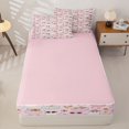 thumbnail image 4 of Manfei Cartoon Halloween Zipper Queen Comforter Set with Fitted Sheet and 2 Pillowcases,Turkey Pattern Zipper Bedding Set,Pink Reversible,4-Piece, 4 of 7