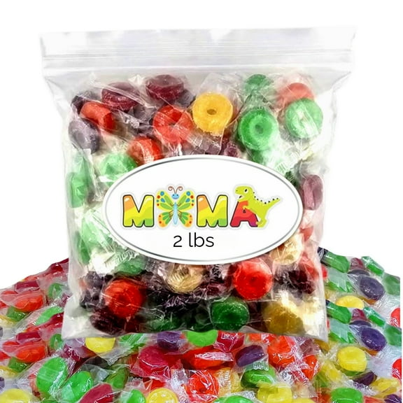 MiMa Llfe Saver Assorted Individually Wrapped Hard Candy-Bulk Halloween Candy, Individually Wrapped Old Fashioned Fruit Candies-5 Flavor Assortment-2 lbs