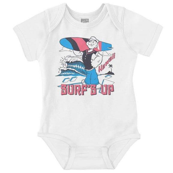 Popeye Surf's Up Hawaii Cartoon Romper Boys or Girls Infant Baby Brisco Brands NB