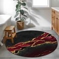 thumbnail image 3 of Round Rugs 4Ft, Red Marble Round Area Rug Washable Indoor Throw Carpet, Gold Abstract Vintage Modern Ombre Art Soft Non Slip Circle Rug for Kitchen Nursery Room Home Decor Aesthetic, 3 of 8
