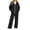 Black, variant on Women's Two Piece Outfits Solid Color Long Sleeve Hooded Shirt And Loose Fitting Pants Sports Cozy Sets