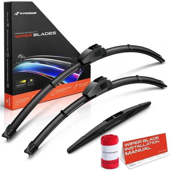 A-Premium Windshield Wiper Blades Compatible with Nissan Quest 2011-2017 - Front Rear Wipers Blade Set for 26"/19"/12", Hook/RL3 Arm Connector, with Wear Indicator & Towel (Pack of 3)