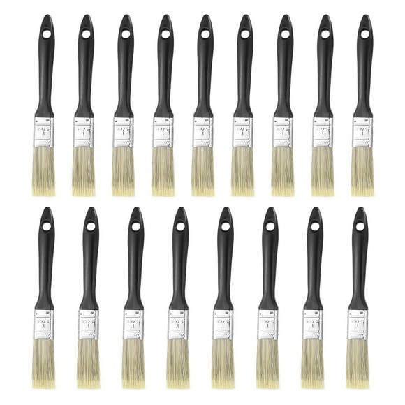 Uxcell 18pcs Flat Paint Brush 1" Plastic Grip Synthetic Bristle Paintbrushes for Wall Cabinet Decks Fences Painting