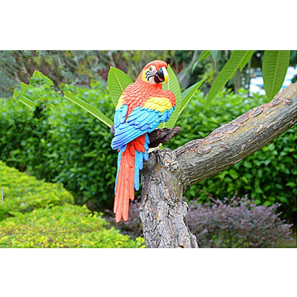 Parrot Statue Sculpture Standing on Branches for patio and garden Tropical Bird Collectors Gift