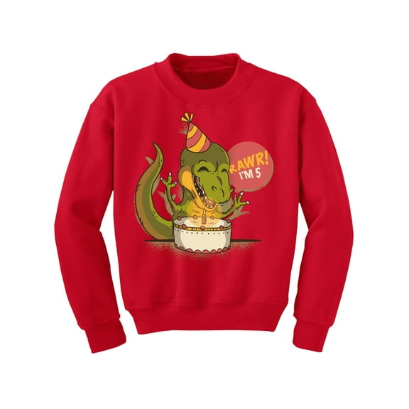 Awkward Styles 5th Birthday Youth Sweatshirt I'm Five Dinosaur Crewneck Tops for Kids