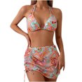 thumbnail image 2 of Jacenvly 2024 Cover-Up Split Three-Piece Clearance Quick Drying Swimsuit Women Printed Camisole Swimsuit Three Piece Split Swimsuit Yellow, 2 of 9