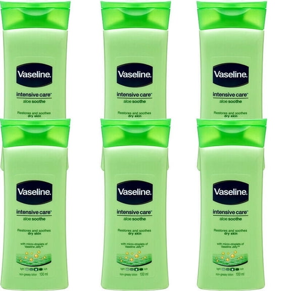6 Pack Vaseline Intensive Care Aloe Soothe Lotion for Dry Skin, 100ml