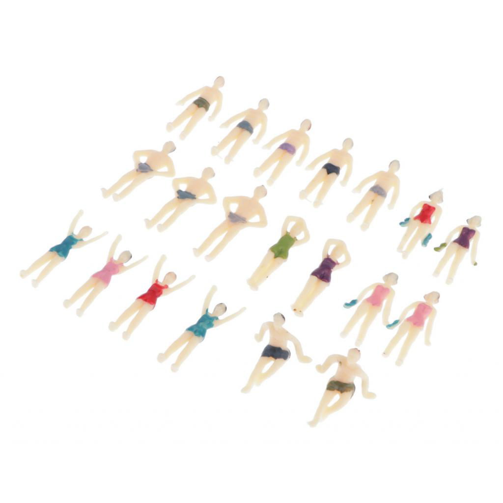 20PCS Swimmers Pose Model Summer Beach People Figures OO 1:75 Layout 