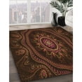thumbnail image 3 of Ahgly Company Machine Washable Indoor Round Transitional Saddle Brown Area Rugs, 4' Round, 3 of 7
