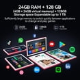 thumbnail image 4 of Android 15 Tablet with Keyboard, 24GB+128GB ROM(1TB Expand), Octa Core, 5G/2.4G WiFi, 8000mAh, BT V5.0, with Case, Mouse, Stylus, Split-Screen(Pink), 4 of 8