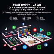 Android 15 Tablet with Keyboard, 24GB+128GB ROM(1TB Expand), Octa Core, 5G/2.4G WiFi, 8000mAh, BT V5.0, with Case, Mouse, Stylus, Split-Screen(Pink)