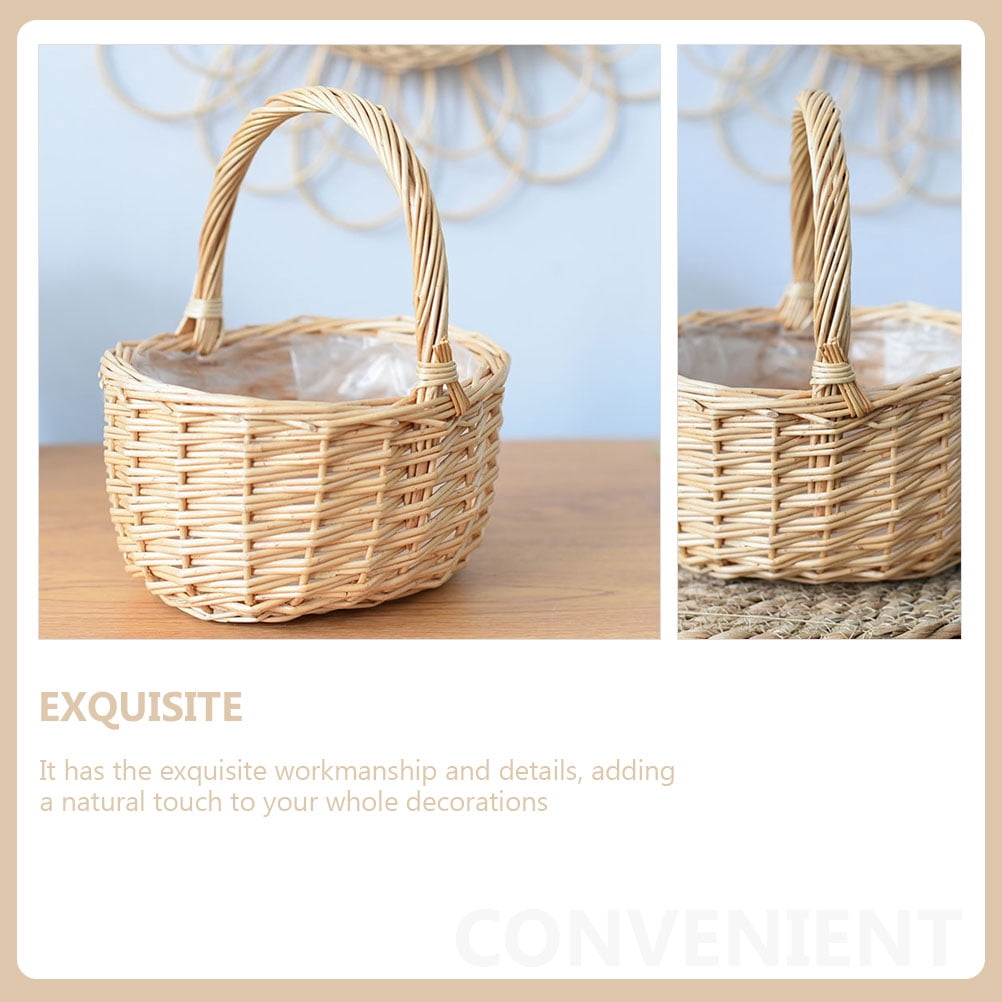 WEAVILUX multi-function picking basket Woven Basket Rattan present Home Owners Easter Celebration 1Pcs