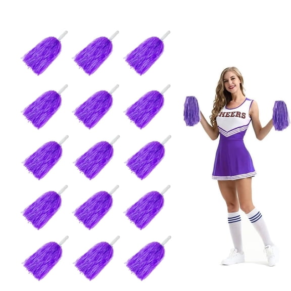 QZS Cheerleading Cheer Pompoms,Plastic Cheerleading PomPoms for Party,Costume Fancy Dress Dance and Sport Party Dance,15Pcs,Purple
