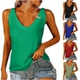 thumbnail image 7 of Lovskoo 2024 Sleeveless Tank Tops for Women Summer V Neck Basic Tanks Tops Loose Solid Workout Yoga Shirt Red XL, 7 of 7