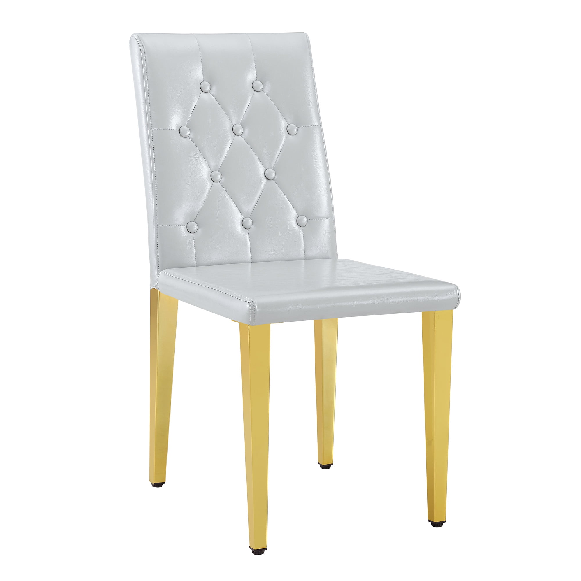 Sailvan PU Dining Chairs, 35 Inch Ergonomic Buckle Backrest with Silver Metal Legs