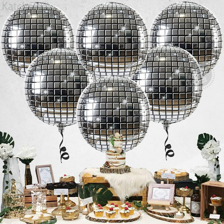 KatchOn Silver and Gold Disco Ball Balloons - 22 Inch, Pack of 6