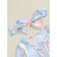 thumbnail image 6 of Suealasg Baby Girl Pajamas Jumpsuits +Headband Long Sleeve Round Neck Flower Print One-Piece Pajamas Infant Footie Pjs Newborn Rompers Sleepwear, 6 of 7