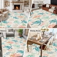 thumbnail image 6 of Teal Sea Turtle Starfish Washable Living Room Rugs 5'x8', Summer Beach Coral Shell Retro Low Pile Throw Large Area Rug Non-Slip Sturdy Edge Binding Carpet for Living Room Kitchen Office, 6 of 9