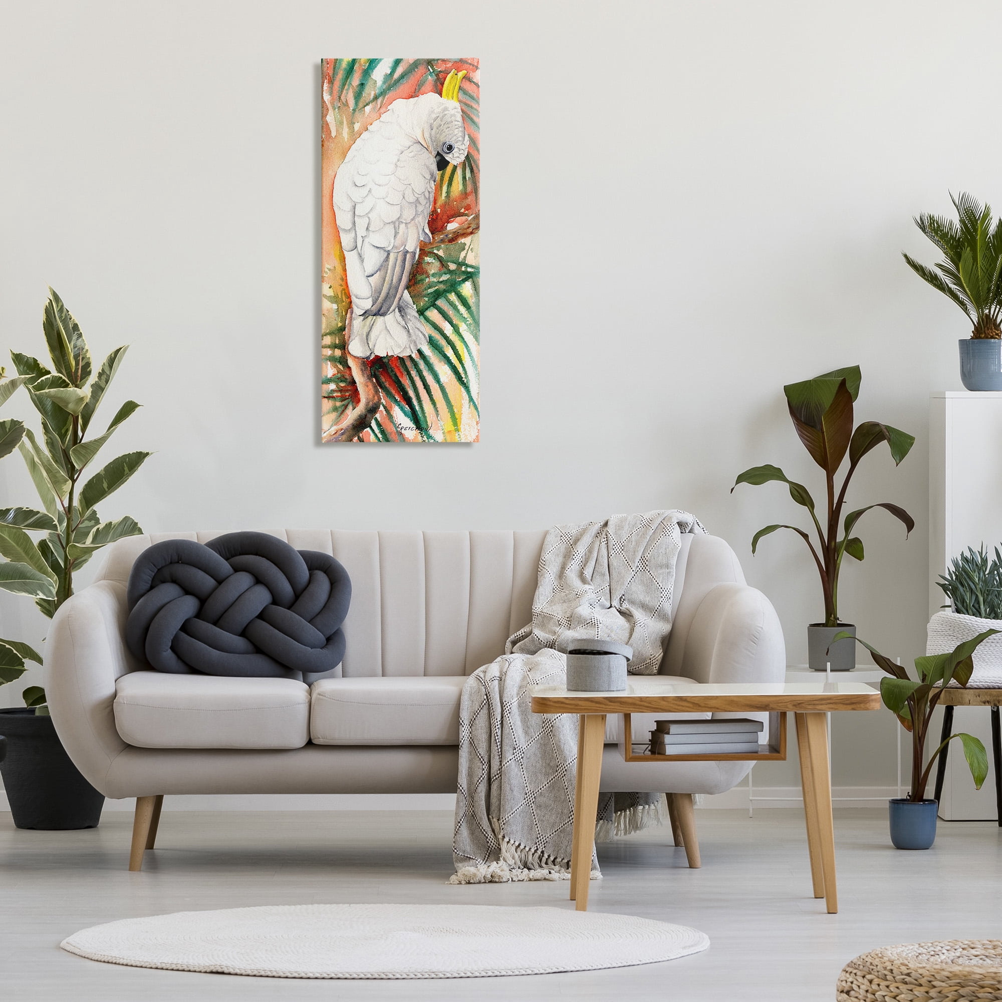 Stupell Industries Cockatoo & Vivid Branches Animals & Insects Painting Gallery Wrapped Canvas Art Print Wall Art, 17 x 40