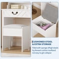 thumbnail image 3 of White Vanity Desk with Sliding Mirror, LED Lights, Charging Station, Stool, Ample Drawers & Storage – Extendable Makeup Table for Bedroom – Mountain Grain White, 3 of 8