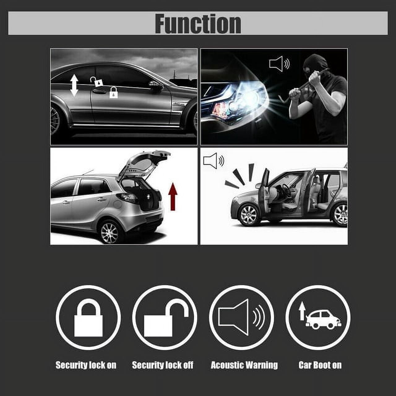 Universal 12V Auto Car Alarm Keyless Entry System with Remote Control Siren Sensor