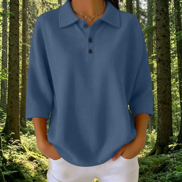Neewe Womens Plain V Neck Sweater Short Sleeve Lightweight Knit Spring Summer Tops with Buttons Pullover
