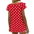 thumbnail image 4 of XMMSWDLA Blouses à Manches Lanternes Froncées à Cordon de Serrage pour Femmes Crop Tops Décontractés Élégants Chemises de Football Rouges pour Femmes, 4 of 5