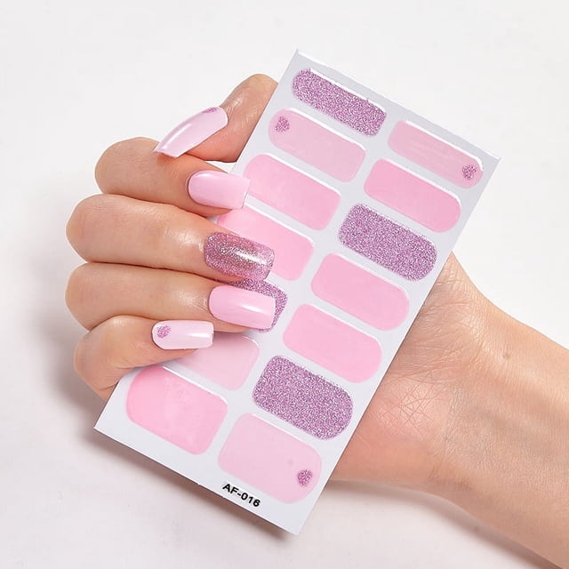 Cured Gel Nail Polish Strips Stickers, Adhesive Full Wrap Gel Nail Art Sticker, Waterproof Gel
