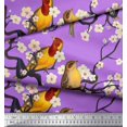 thumbnail image 2 of Soimoi Purple polyester Crepe Fabric Fish,Bird & Yacht Bird Decor Fabric Printed BTY 52 Inch Wide, 2 of 3