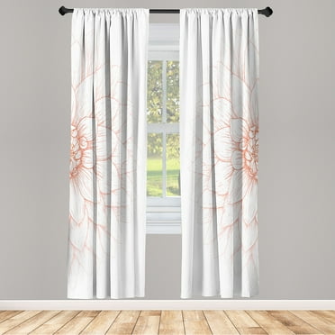 Ambesonne Dahlia Flower Curtains, Sunflower Like Petals, Pair of 28"x63", Burnt Sienna