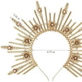 thumbnail image 4 of Greek Goddess Sun Headband - Gold Spiked Renfaire Virgin Mary Sunburst Goddess Halo Crown Fantasy Statue of Liberty Headpiece for Women Halloween Cosplay Renaissance Costume Headwear, 4 of 6