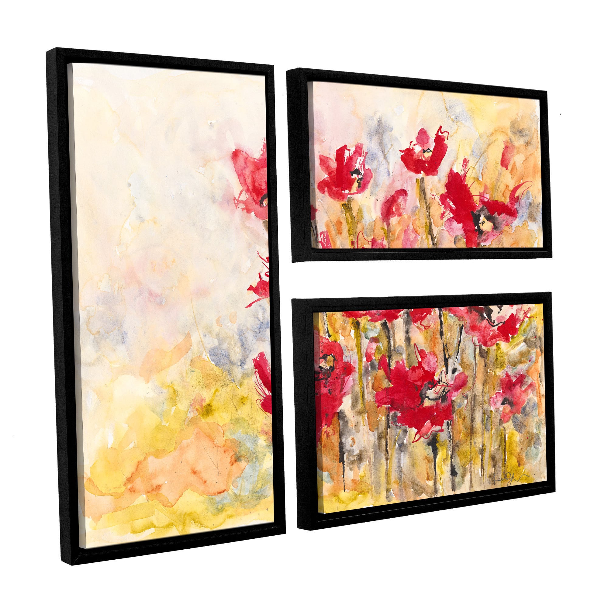 ArtWall Karin Johannesson "Wildflowers II" 3-Piece Floater Framed Canvas Flag Set
