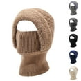 thumbnail image 4 of Unisex Winter Balaclava Hat, Fleece Lined Thermal Knit 3-in-1 Integrated Face Mask Neck Warmer, One Piece Hood for Skiing Hiking and Extreme Cold Weather - Khaki, 4 of 4