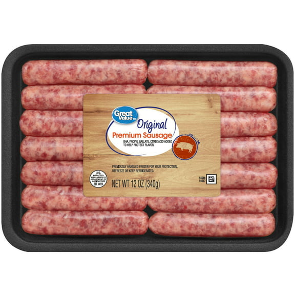 Great Value Uncooked Original Breakfast Pork Sausage Links 12 oz Package