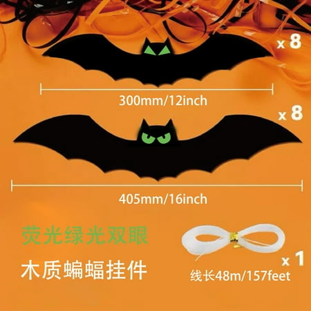 

10pcs Halloween Bat Model Creepy Bat Pendant Luminous Eye Bat Decoration