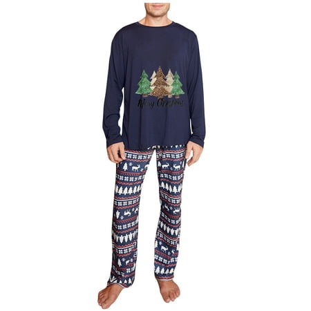 

AnuirheiH Xmas Pjs Set Men Christmas Print Top Pants Suit Family Parent-child Pjs Wear Dad Sale on Clearance