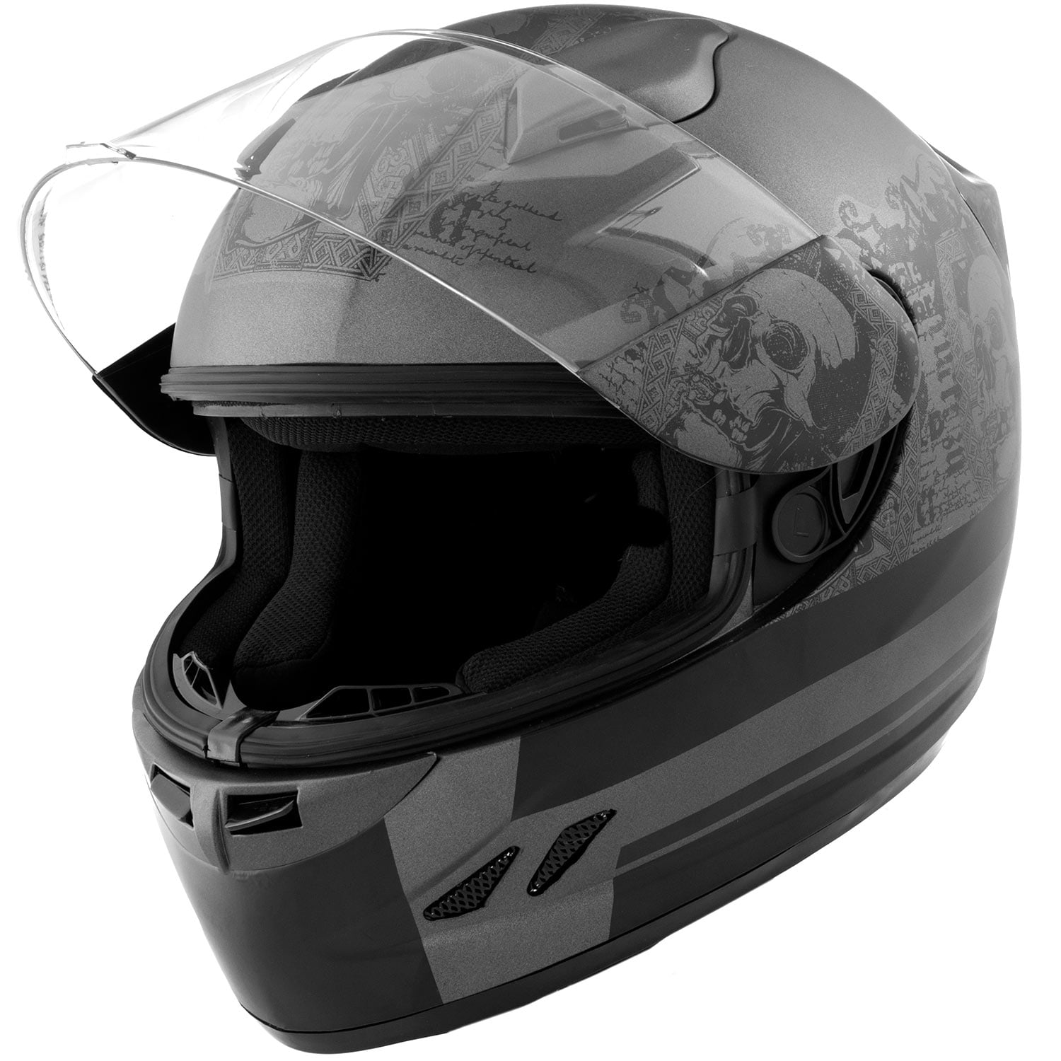 DOT Motorcycle Helmet Full Face KOI Skull Matte Grey w/ Clear Visor - Medium | Walmart Canada
