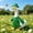 Green, variant on Sequin Pet Costume With Matching Hat For Porch Figure, Sparkly Tunic And Cap Set For 23-Inch Garden Statue, Outdoor Patio Holiday Party Photo Prop Decor
