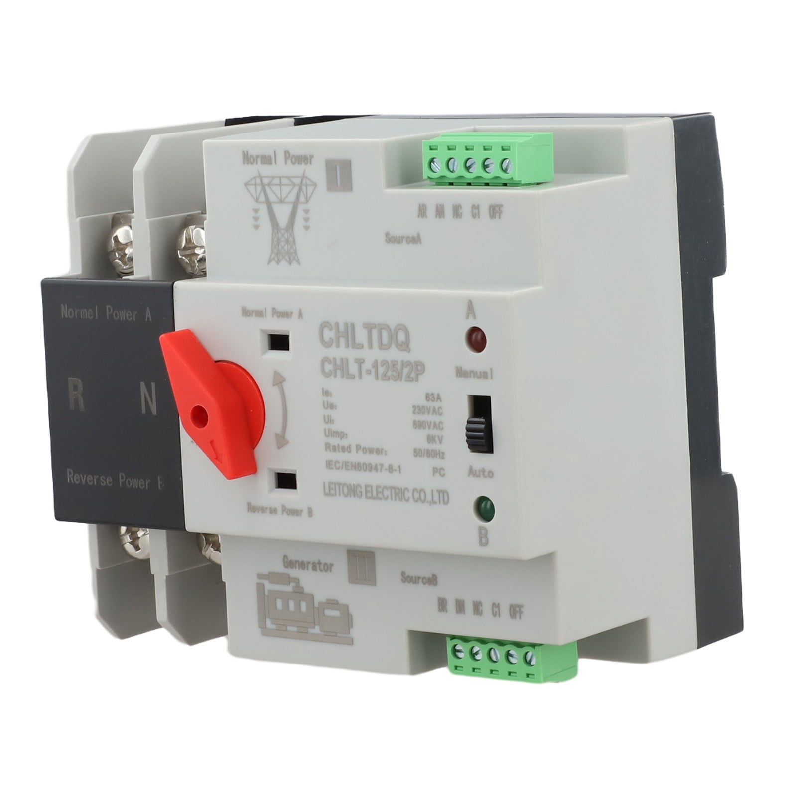 2P Automatic Transfer Switch 230Vac 63A Dual Power Uninterrupted Transfer Switch