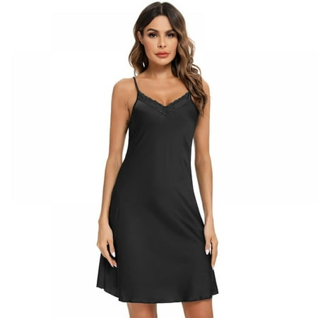 

Summer Women Nightdress Deep V Lace Sleepwear Sleeveless Sling Nightwear