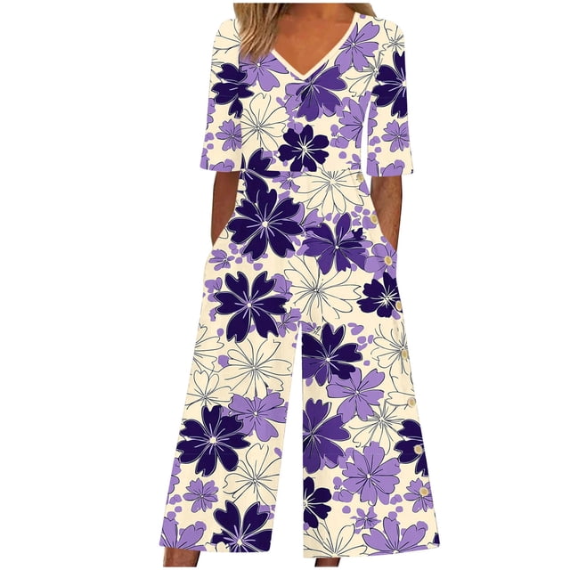 Vestido de Verano de Manga Corta para las Mujeres Casual Manga Corta con Cuello en V Cremallera de Bolsillo Lateral Overalls de Poliéster para Diario