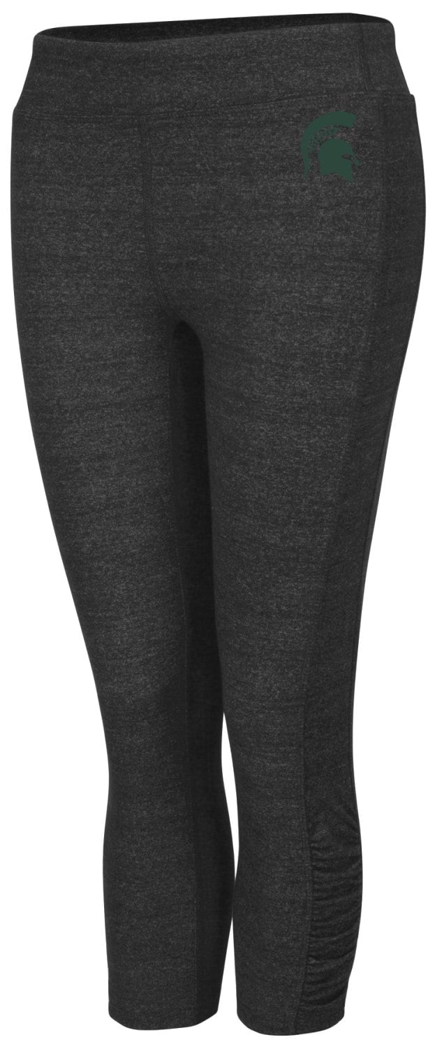 Michigan State Spartans Women's NCAA "Crush" Ruched Capri Pants Heather Black by Colosseum