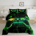 thumbnail image 2 of Erosebridal Gamer Comforter Set,Gaming Bedding,Video Games Controller Gamepad Bedding Comforter Sets Neon Glowing Square Geometric Grid Green Bedroom Decor Duvet Insert, 2 of 5