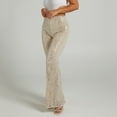 thumbnail image 5 of UJNDER Women's Sequined Flared Pants High Waisted Wide Leg Trousers for Party and Evening Wear Beige M, 5 of 8